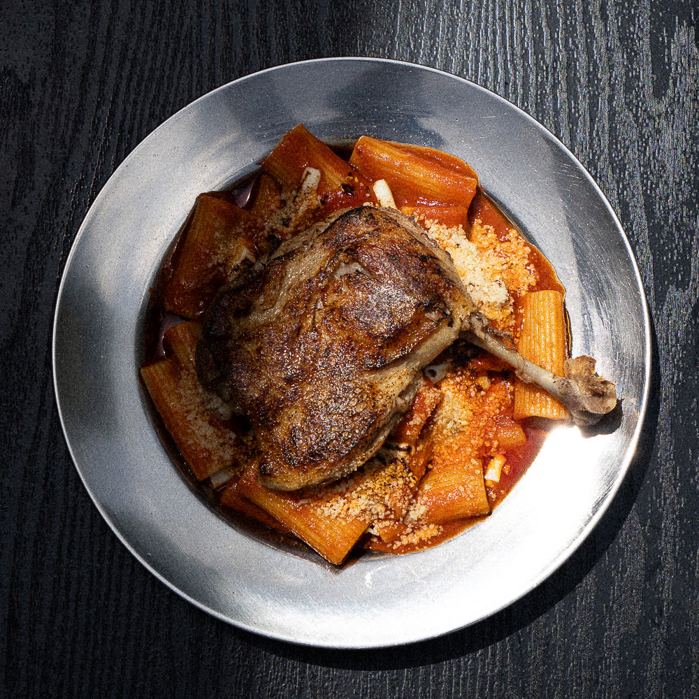 WHOLE LEG DUCK TOMATO RIGATONI
